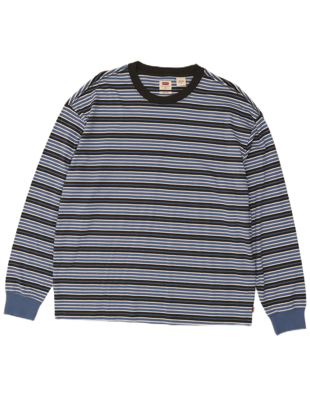 Top supradimensionat pentru bărbați Levi's cu mânecă lungă din bumbac cu dungi albastre medii