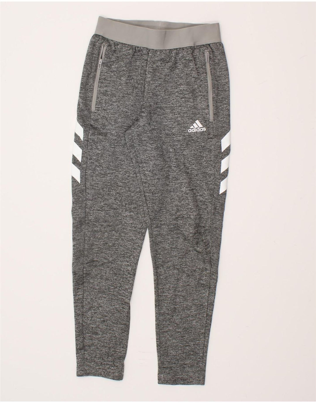 ADIDAS Boys Tracksuit Trousers 11-12 Years Grey Flecked Polyester Vintage Adidas and Second-Hand Adidas from Messina Hembry 