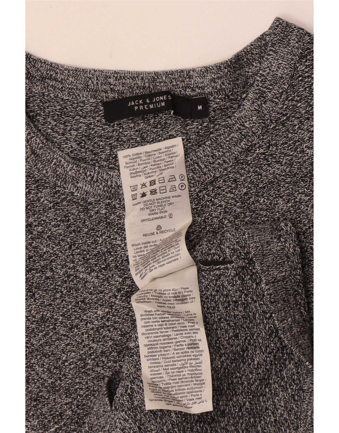 Top pentru bărbați Jack & Jones cu mânecă lungă, gri mediu, bumbac cu pete
