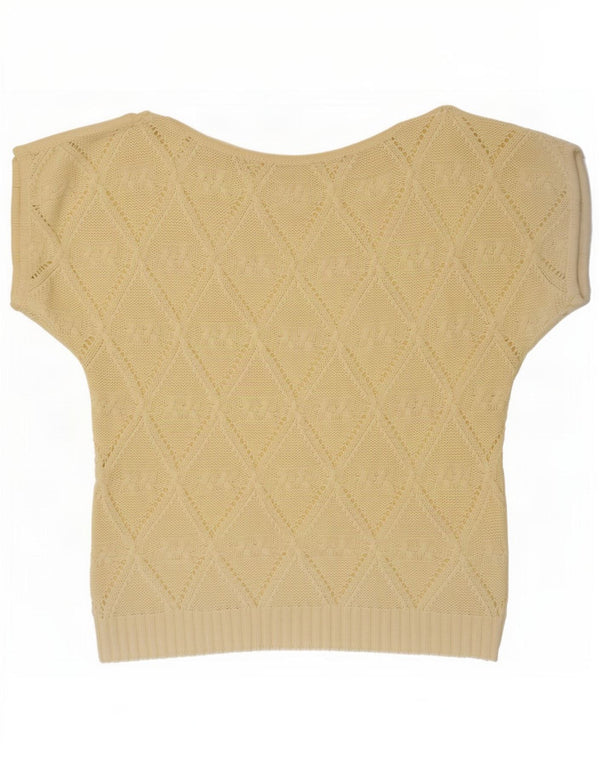 Bluză din tricot vintage pentru femei UK 14 Galben mediu