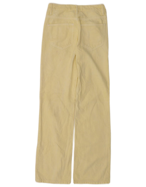 Blugi drepti pentru femei Zara EU 32 2XS L22 L30 Bumbac galben