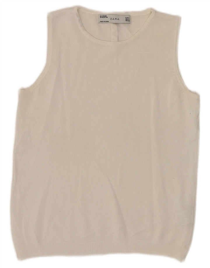 Top cu vestă pentru femei Zara UK 12 Medium White Viscose