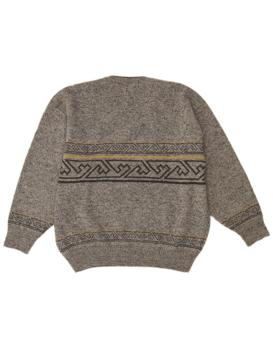 VINTAGE Pulover cu decolteu în V pentru bărbați IT 52 Lână geometrică mare gri