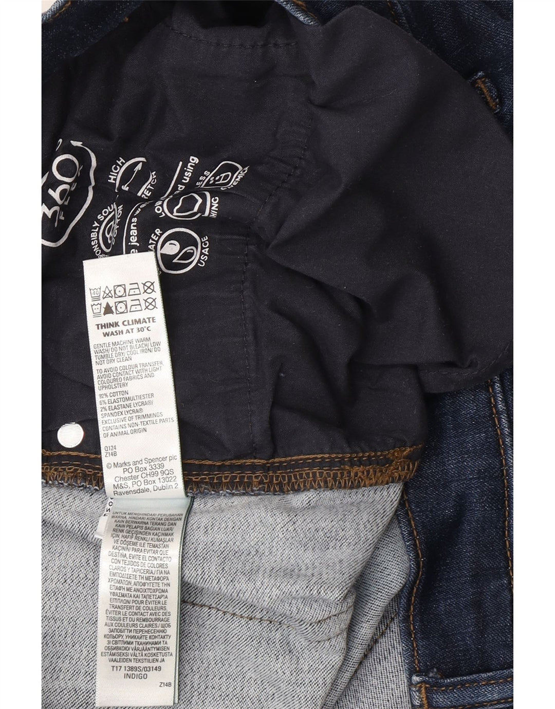 Blugi subțiri obișnuiți pentru bărbați Marks & Spencer L36 L31 Bumbac bleumarin