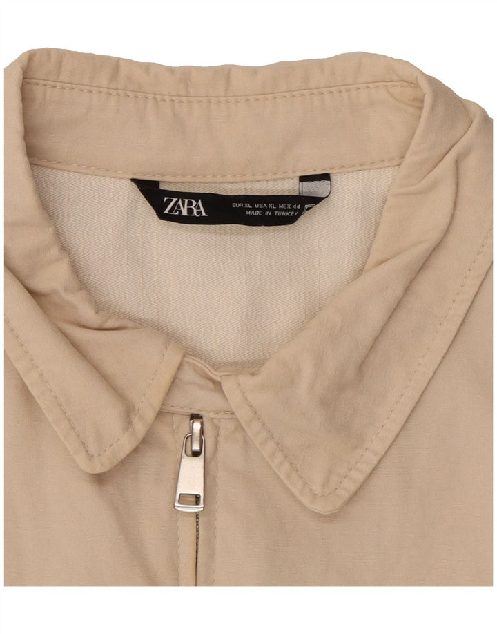 ZARA Mens Bomber Jacket UK 42 XL Beige Cotton Vintage Zara and Second-Hand Zara from Messina Hembry 