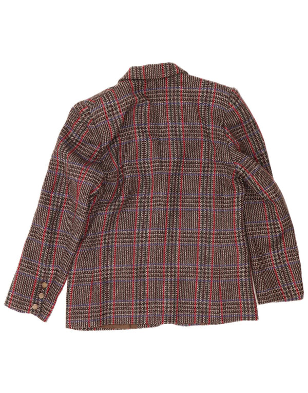 Jachetă vintage pentru femei cu 2 nasturi IT 44 Lână maro medie Houndstooth