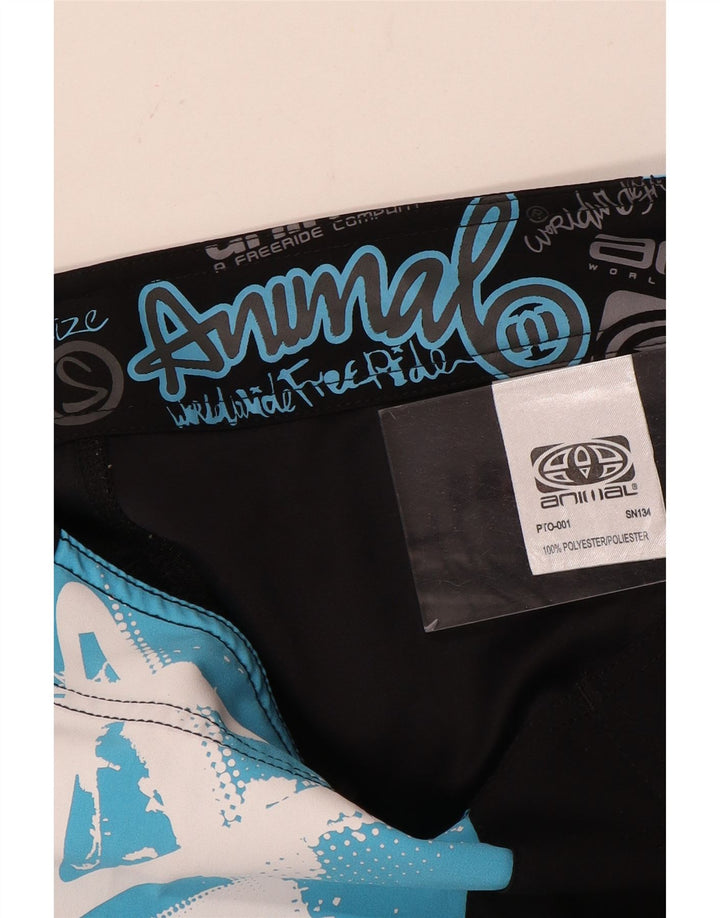 Pantaloni scurți de înot cu grafic pentru bărbați Animal Mici, negru, poliester color bloc