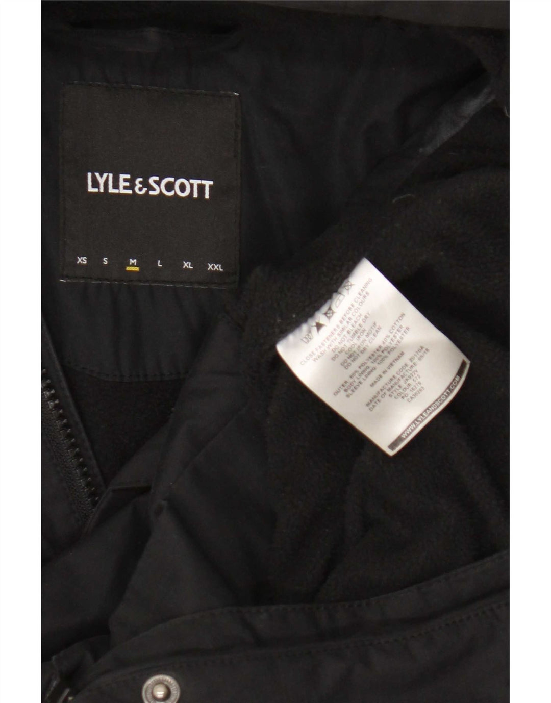 Jachetă de vânt cu glugă Lyle & Scott pentru bărbați UK 38 Poliester mediu negru
