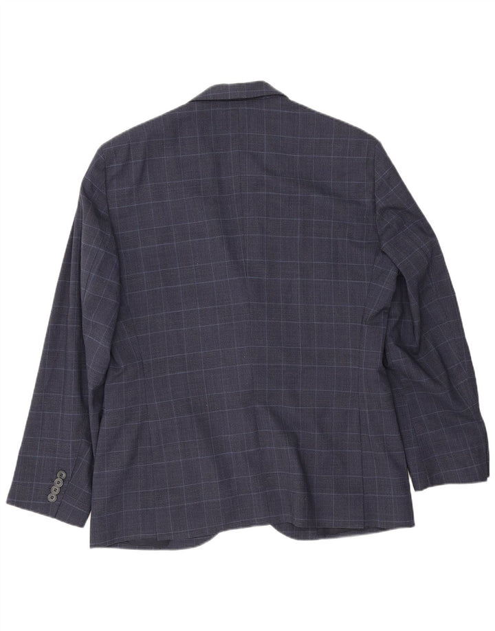Massimo Dutti Jachetă pentru bărbați cu 2 nasturi EU 40 Mediu Lână cu carouri bleumarin