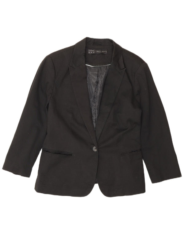 Jachetă pentru femei Zara, mânecă 3/4, 1 buton, bumbac negru UK 20 2XL