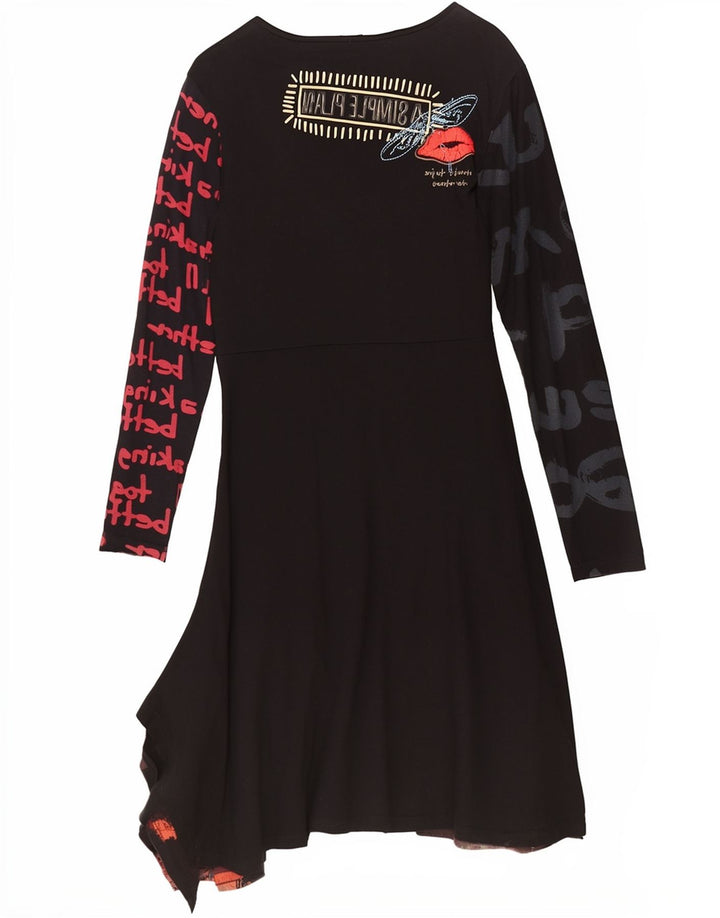 Rochie asimetrică cu grafică Desigual pentru femei UK 18 XL Negru mozaic
