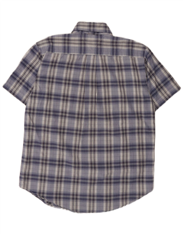 Cămașă cu mânecă scurtă Tommy Hilfiger pentru bărbați, bumbac cu carouri albastru mediu