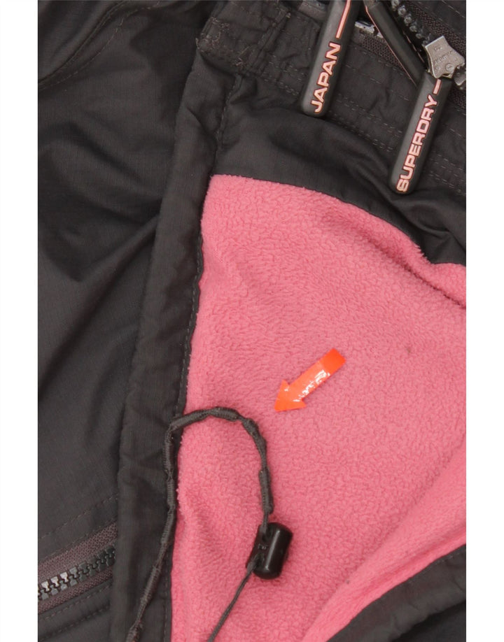 Jachetă de vânt cu glugă Superdry pentru femei UK 18 XL, nailon gri