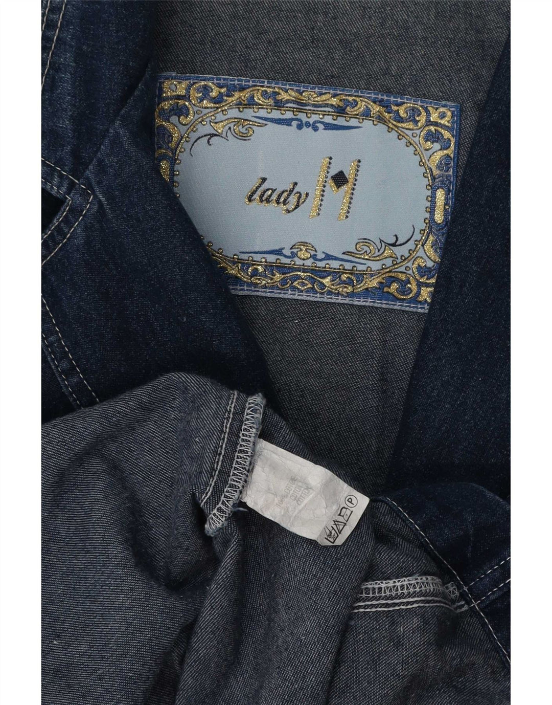 Jachetă vintage pentru femei din denim cu 3 nasturi, UK 16, mare, albastru, bumbac