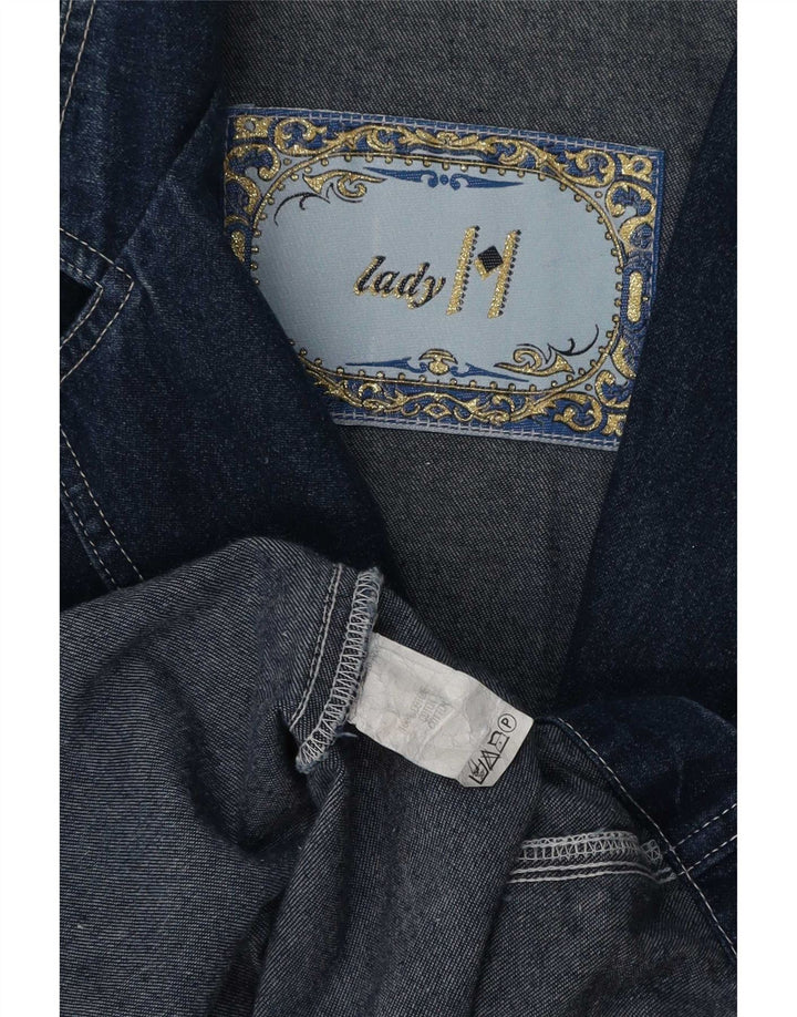 Jachetă vintage pentru femei din denim cu 3 nasturi, UK 16, mare, albastru, bumbac
