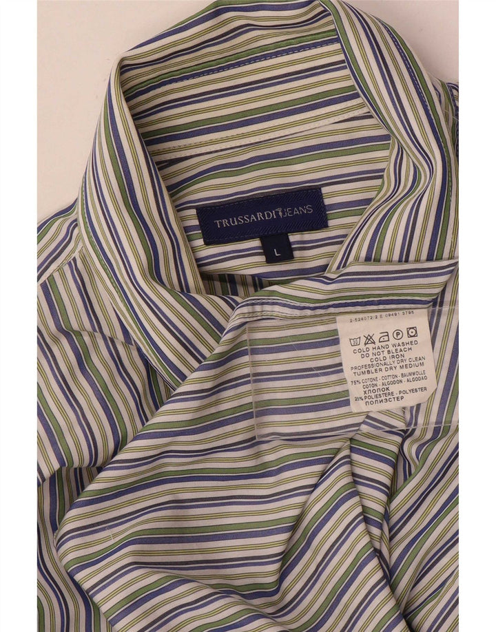 Cămașă pentru bărbați Trussardi Jeans, bumbac cu dungi mari, multicolore