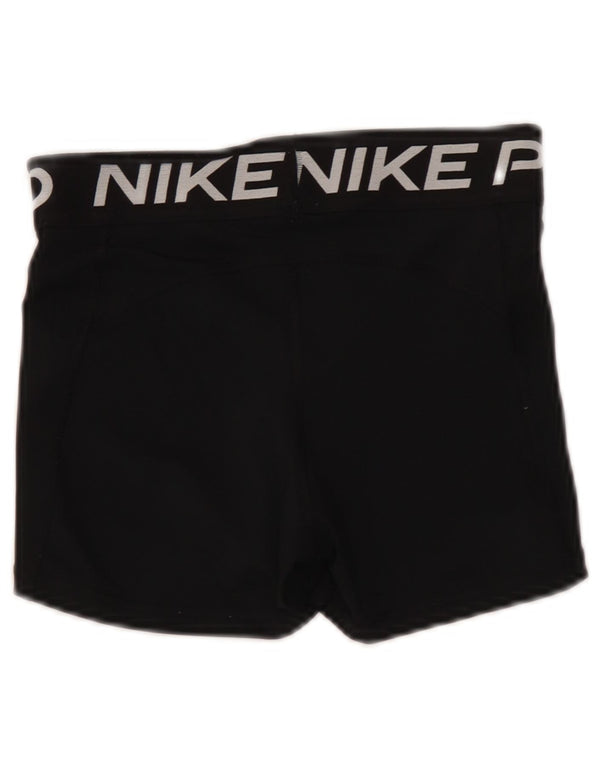 Pantaloni scurți sport Nike Dri Fit Graphic pentru femei UK 8 Small Negru Poliester