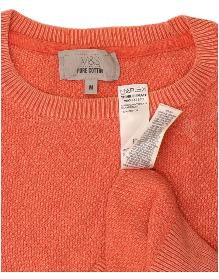 Pulover pentru bărbați Marks & Spencer cu gât roșu, bumbac portocaliu mediu