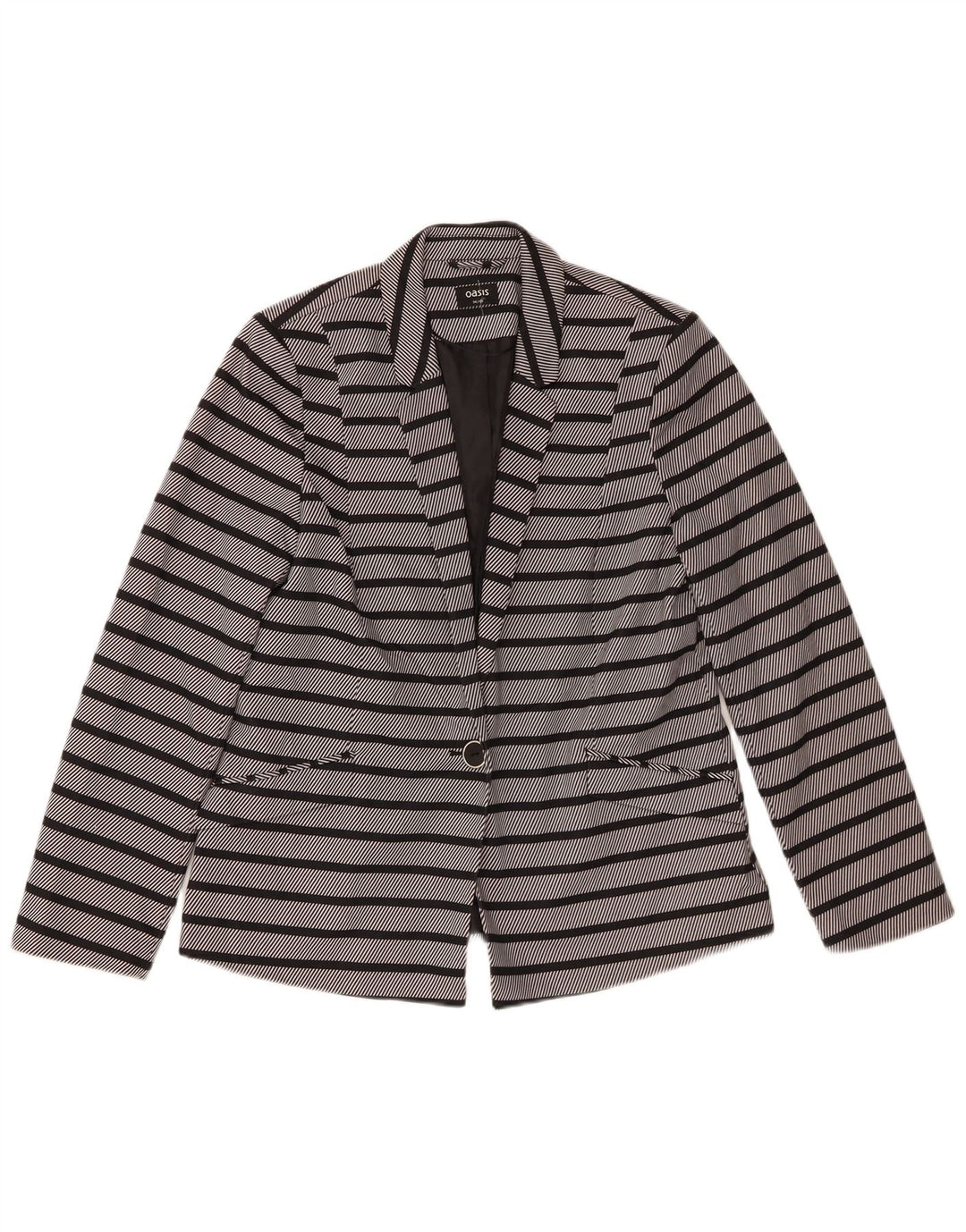 Jachetă Blazer pentru femei Oasis cu 1 nasture UK 14 Poliester cu dungi gri mediu