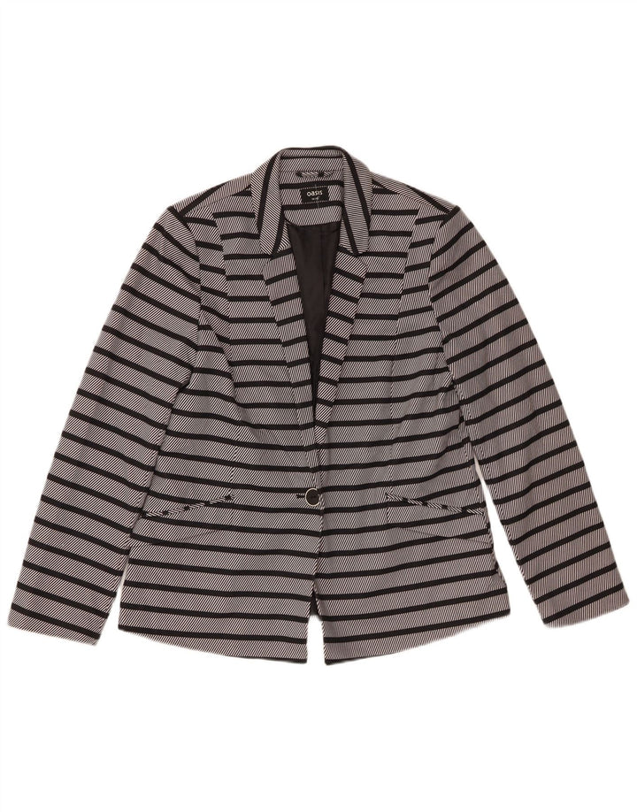 Jachetă Blazer pentru femei Oasis cu 1 nasture UK 14 Poliester cu dungi gri mediu