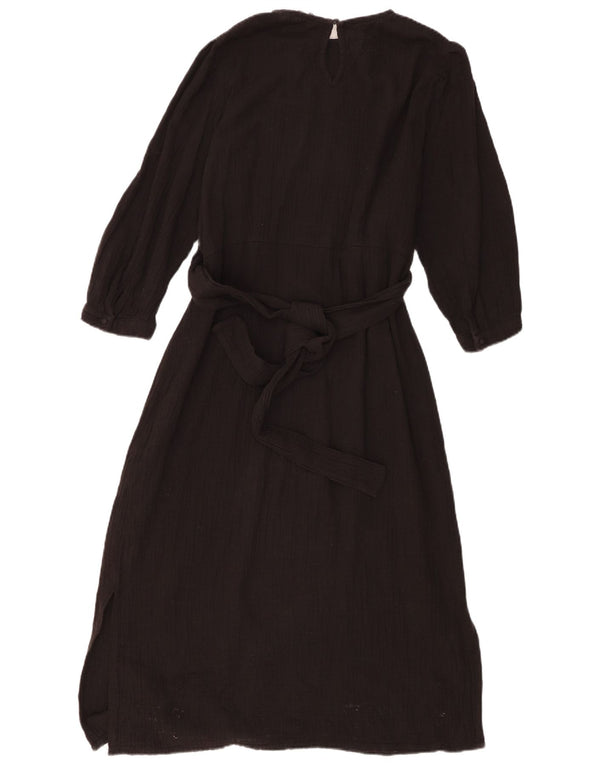 Rochie Maxi pentru Femei Zara cu mâneci 3/4 UK 14 Mare Bumbac Negru