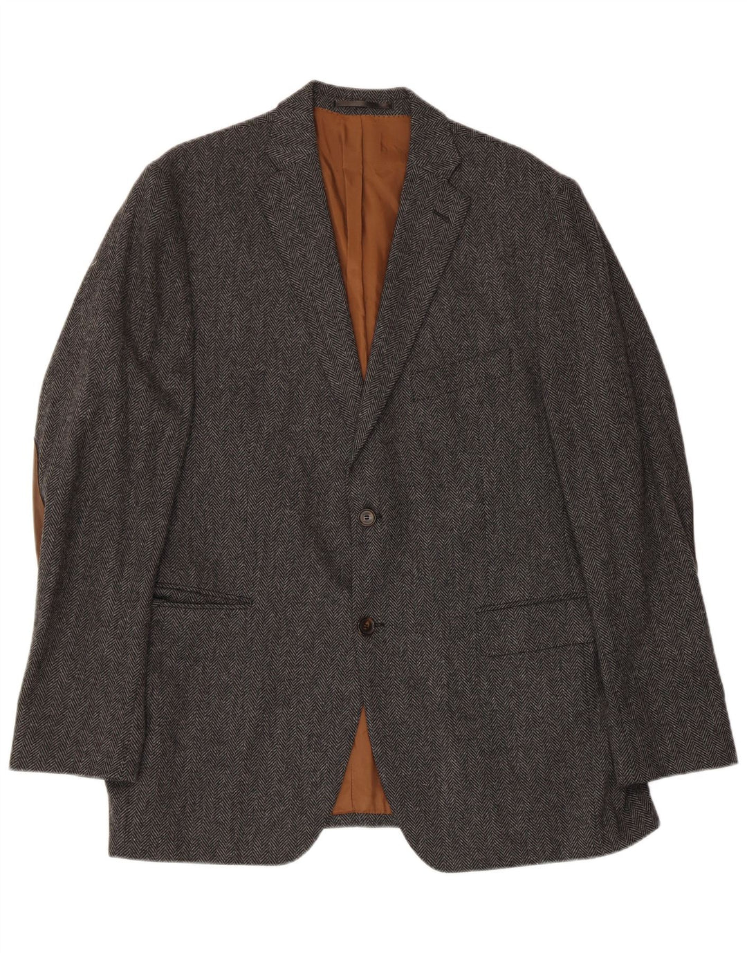 Jachetă vintage pentru bărbați, cu 2 nasturi, IT 56 3XL, lână gri Herringbone