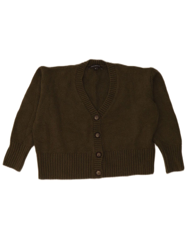 Pulover cardigan crop French Connection pentru femei UK 14 Medium Khaki Acrylic