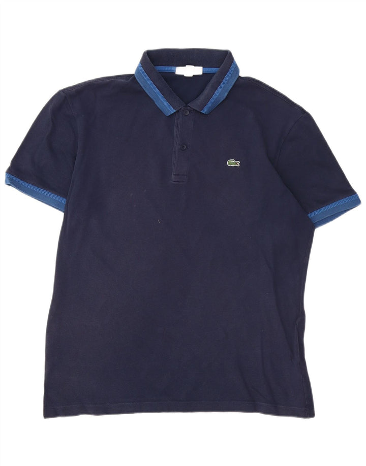 Tricou polo pentru bărbați LACOSTE Slim Fit Mărimea 5 mare din bumbac bleumarin