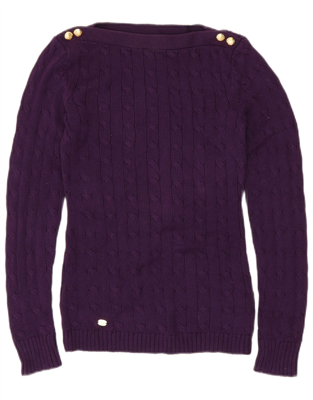 RALPH LAUREN Pulover pentru femeie cu gâtul barca UK 2 2XS bumbac violet