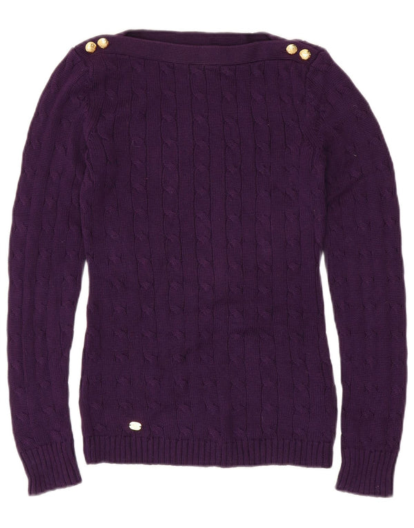 RALPH LAUREN Pulover pentru femeie cu gâtul barca UK 2 2XS bumbac violet