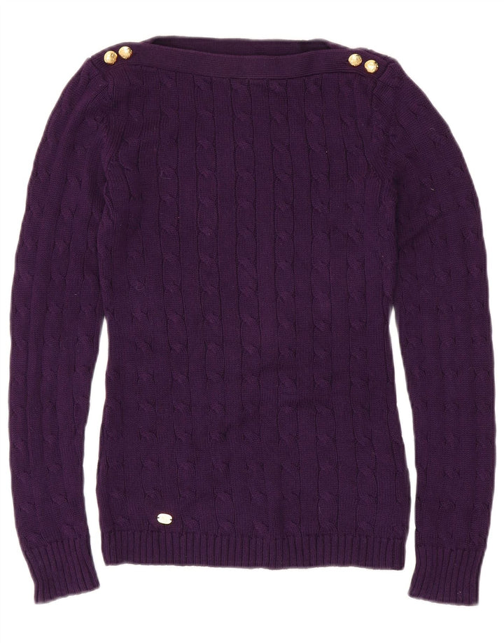 RALPH LAUREN Pulover pentru femeie cu gâtul barca UK 2 2XS bumbac violet