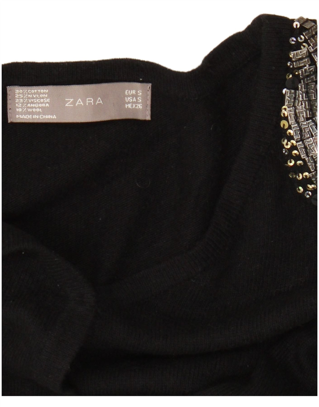 Pulover cardigan pentru femei Zara UK 8 mic bumbac negru