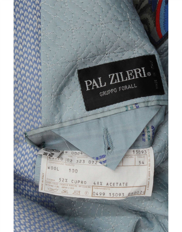 Jachetă pentru bărbați Pal Zileri cu 2 nasturi IT 54 2XL Lână geometrică albastră