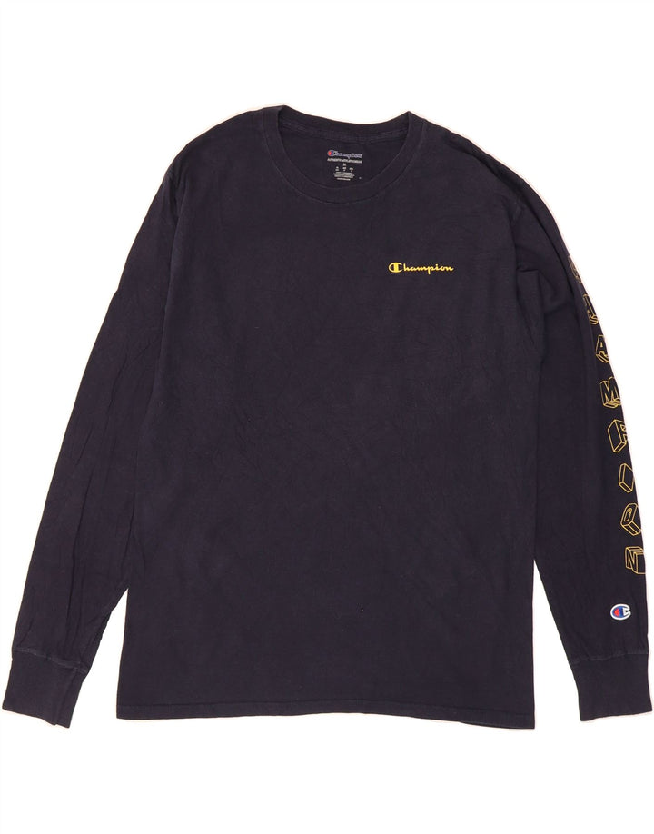 CHAMPION Mens Graphic Top Long Sleeve Medium Navy Blue Cotton Vintage Champion and Second-Hand Champion from Messina Hembry 
