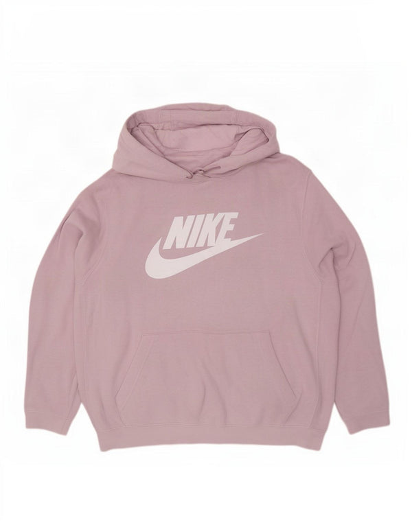 Pulover cu glugă supradimensionat cu grafic Nike pentru femei UK 16 Bumbac violet mare