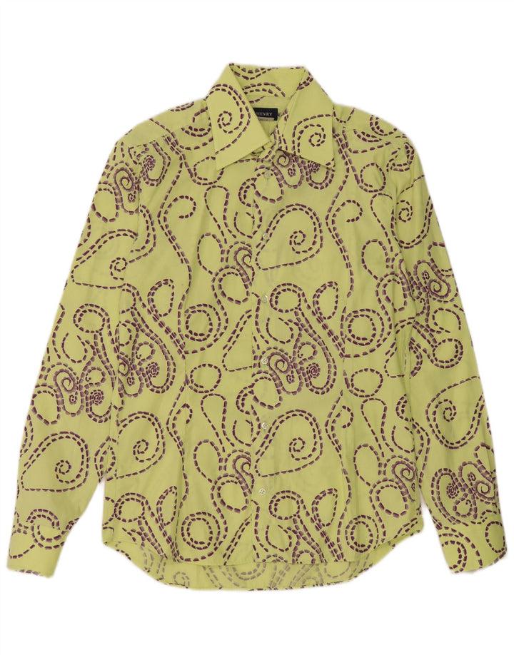 Cămașă Vintage pentru bărbați, cu model abstract, slim Fit Mărimea 39 15 1/2 Galben mediu