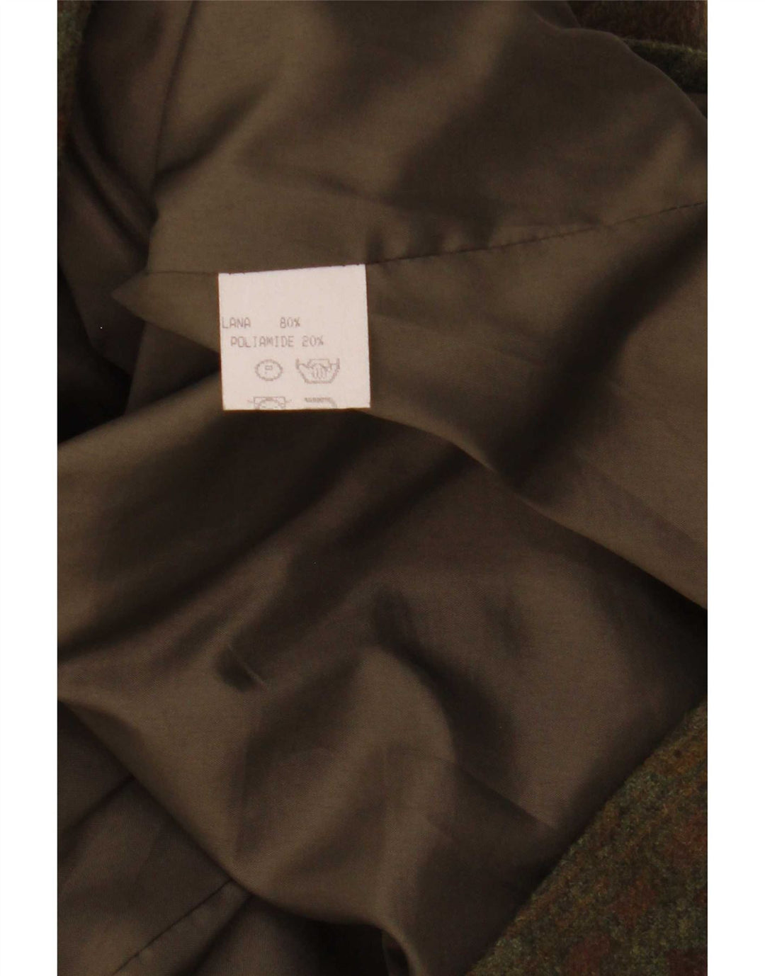 Jachetă vintage pentru femei la dublu piept UK 14 Medium Kaki Geometric