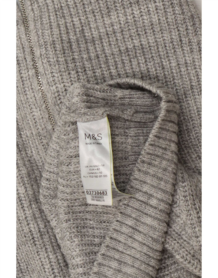 Pulover pentru femei Marks & Spencer, cu fermoar, cu gât, UK 14, mare, pete gri
