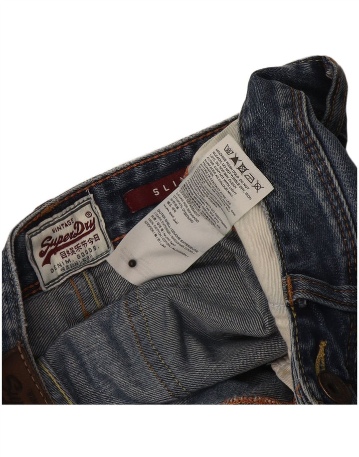 Blugi subțiri distressed pentru femei Superdry W28 L32 bumbac albastru