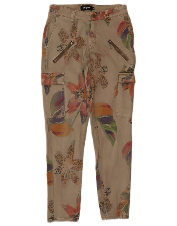 Pantaloni cargo slim pentru femei Desigual EU 38 Medium W28 L27 Bej Floral
