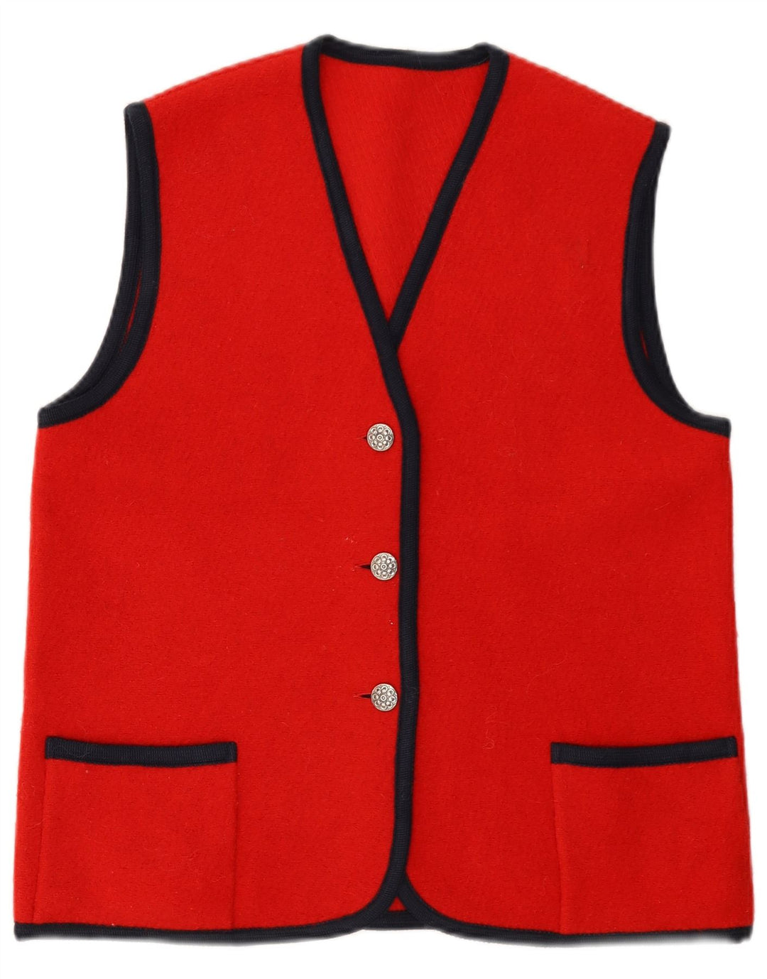 Pulover cardigan fără mâneci pentru femei VINTAGE UK 14 roșu mediu