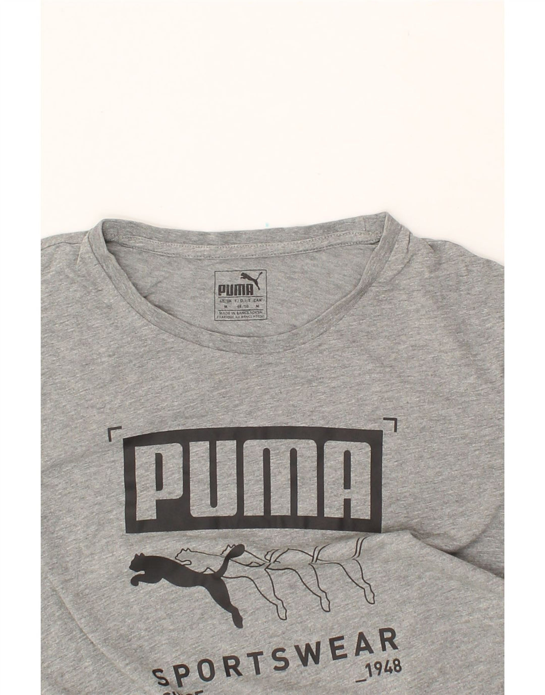 PUMA Mens Graphic T-Shirt Top Medium Grey Cotton Vintage Puma and Second-Hand Puma from Messina Hembry 