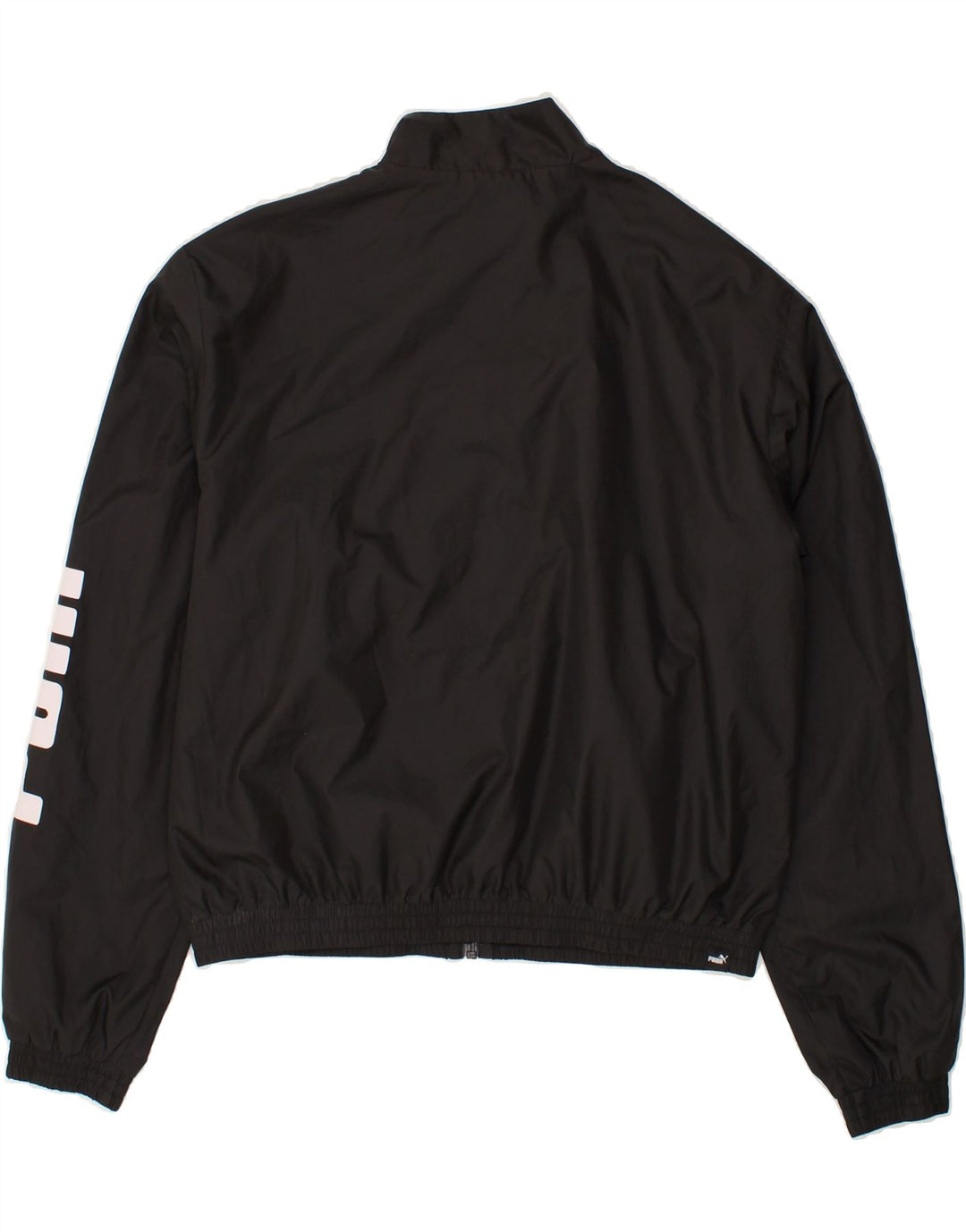 PUMA Womens Graphic Bomber Jacket UK 14 Medium Black | Vintage Puma | Thrift | Second-Hand Puma | Used Clothing | Messina Hembry 