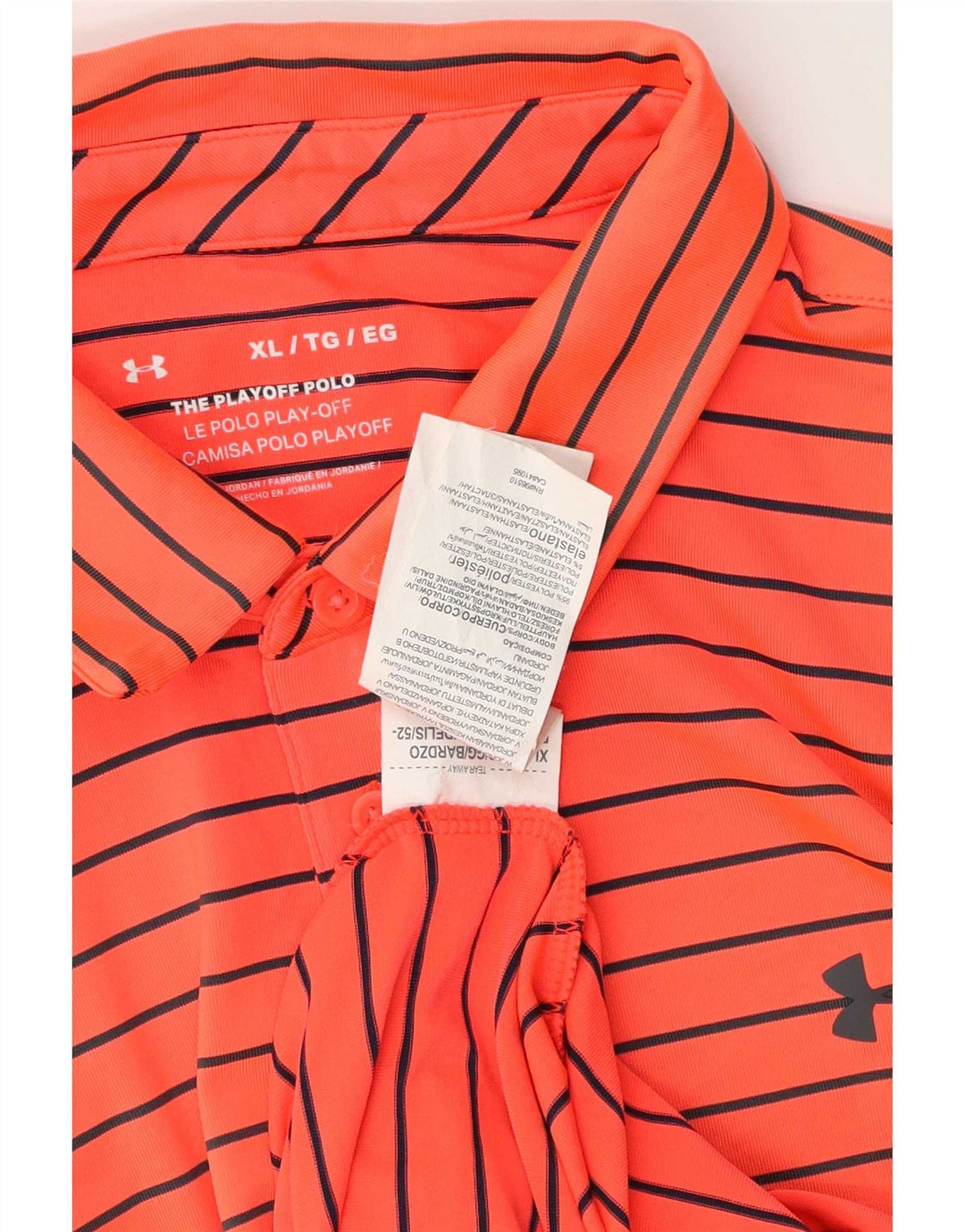 Tricou polo Under Armour pentru bărbați XL, poliester cu dungi portocalii