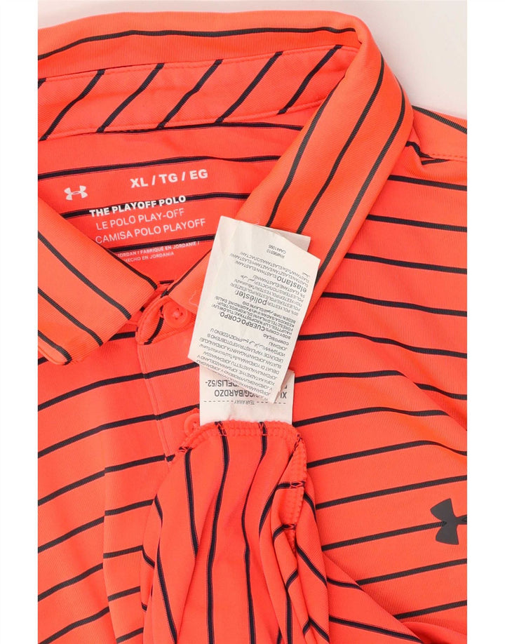 Tricou polo Under Armour pentru bărbați XL, poliester cu dungi portocalii