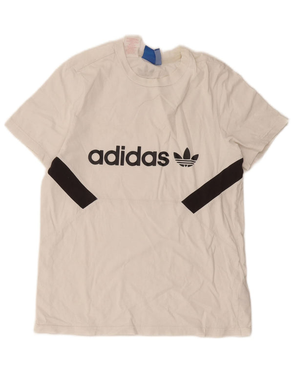Tricou grafic Adidas pentru băieți Top 13-14 ani, bumbac color bloc alb