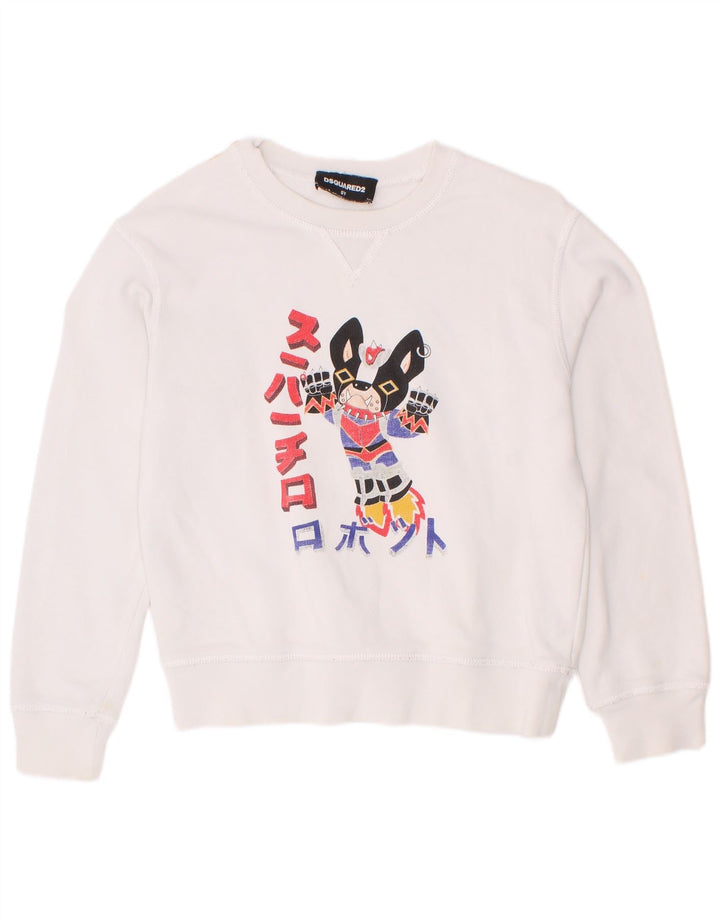 Dsquared2 Fete Pulover Grafic Pulover 5-6 Ani Bumbac Alb