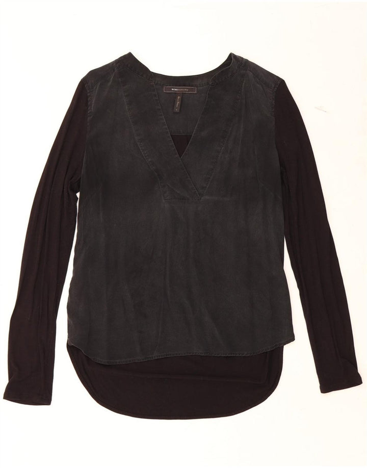 ZARA Womens Oversized Long Sleeve Blouse Top UK 10 Small Black Colourblock Vintage Zara and Second-Hand Zara from Messina Hembry 