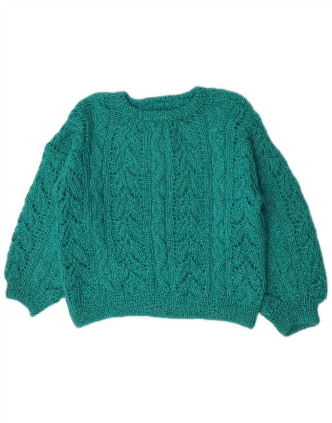 Pulover vintage pentru femei cu gâtul turnat, UK 14, verde mediu