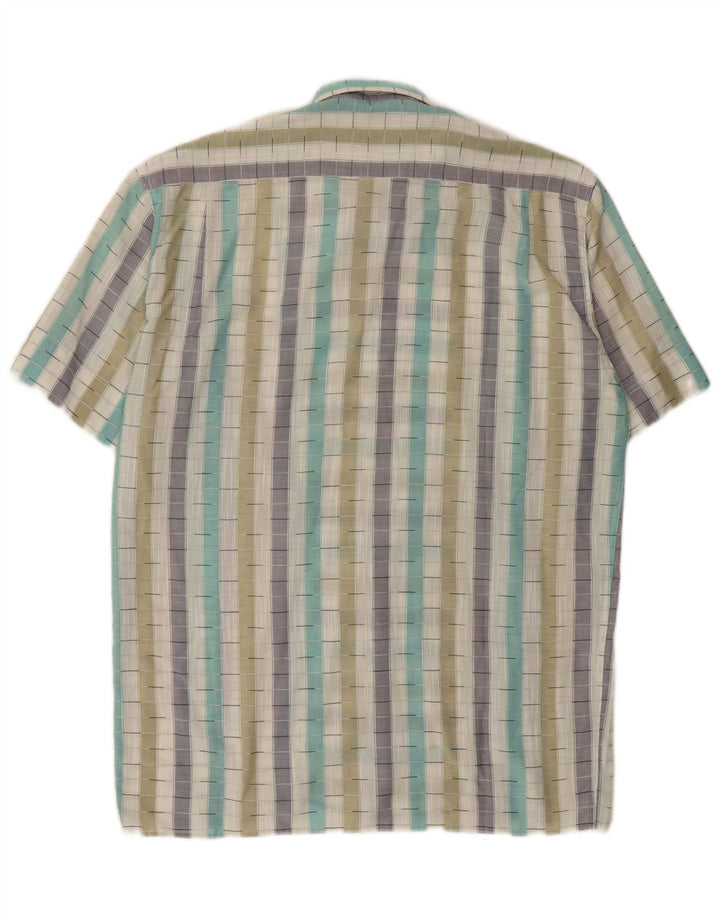 Cămașă Vintage pentru bărbați cu mânecă scurtă, bumbac cu dungi medii, multicolore